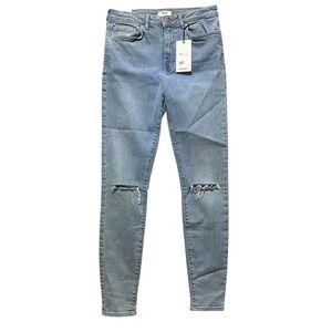 Forever 21 Womens‎ High Rise Skinny Jeans Light Wash Distressed Size 27